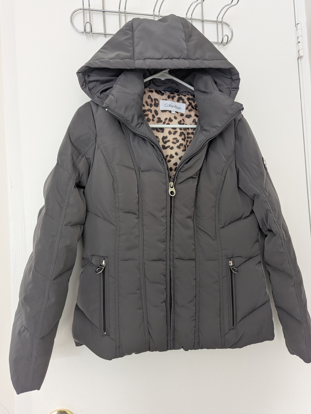 Calvin Klein Gray Puffer Vest Jacket Charcoal Zip Up Women S